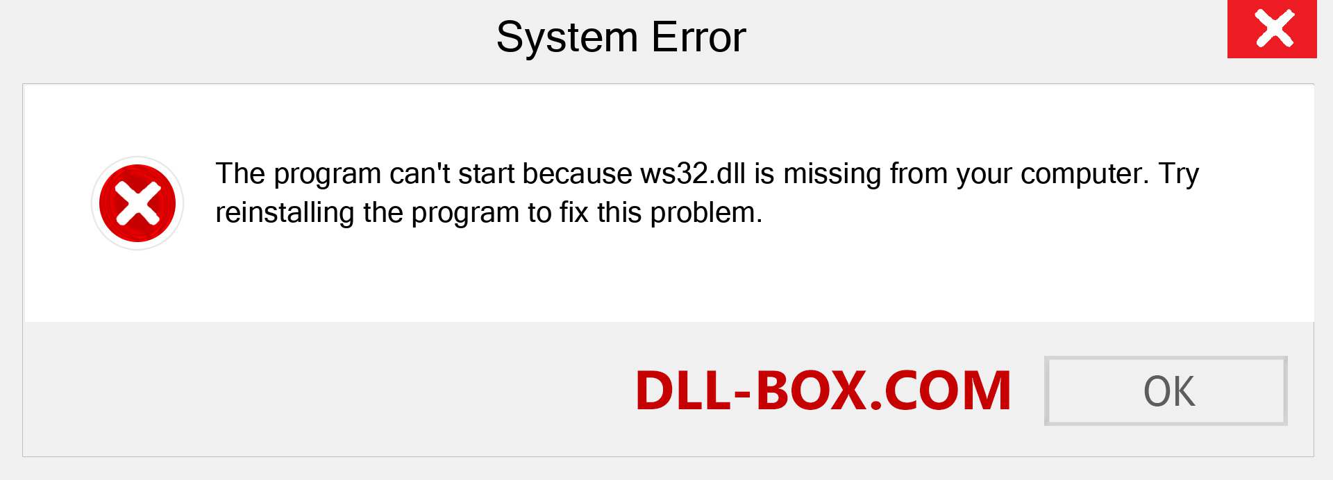  ws32.dll file is missing?. Download for Windows 7, 8, 10 - Fix  ws32 dll Missing Error on Windows, photos, images